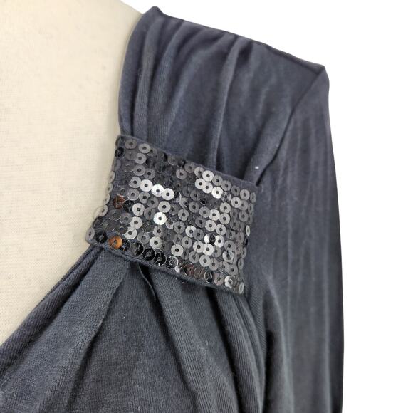 SALE Daisy Fuentes Desert Diamond Sequined Shoulder Top Black Large NWT! - Picture 6 of 6